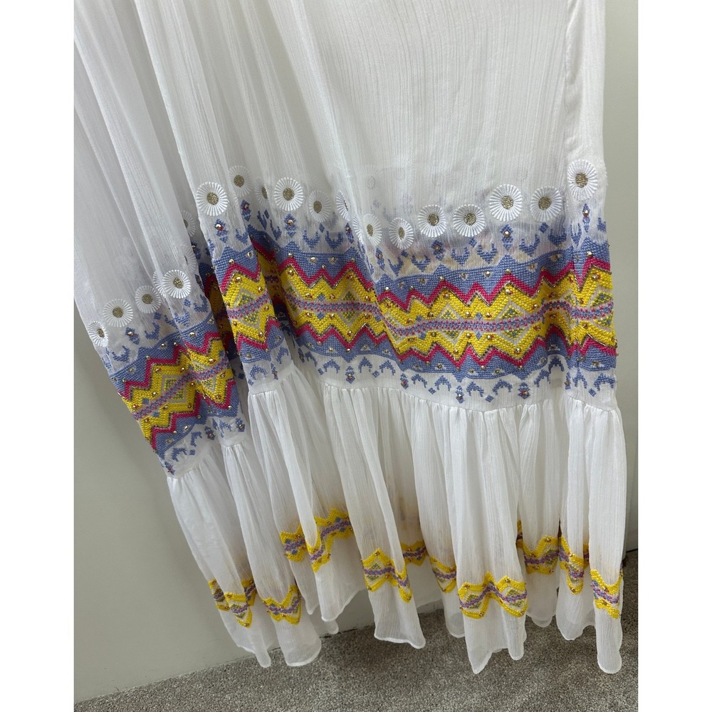 NEW Ramy Brook Sienna Embroidered Chiffon Swim Cover-Up Maxi Dress White XL $365 - Picture 8 of 16